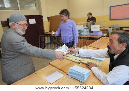 ISTANBUL,TURKEY-JUNE 7:Turks have begun voting in a general election which will determine whether the ruling party can change the constitution.on June 7, 2015 in Istanbul,Turkey.