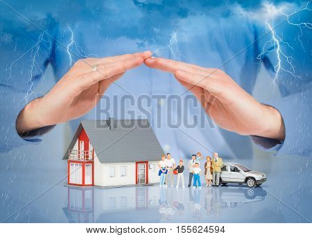 Insurance Home House Live Car Protection Protect People Concepts
