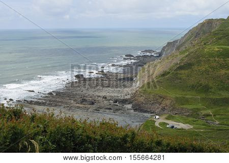 Low Tide at Welcombe Mouth Beach and Headland Devon