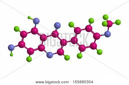 Molecular structure of Biochanin A - natural organic phytochemical phytoestrogen (flavoniod) 3D rendering