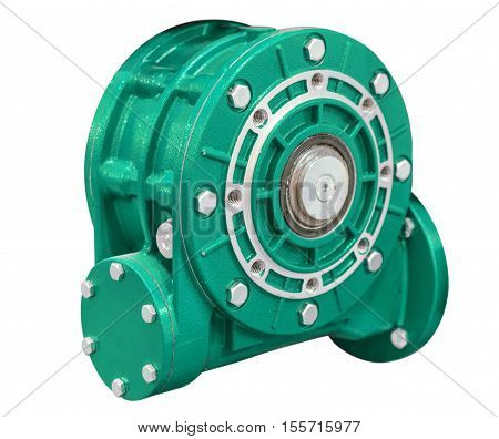 Worm gear motor. Isolated on white background.