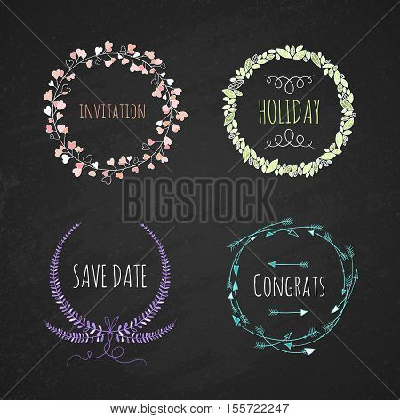 Set romatichnyh wreaths. Hand drawing. Vector illustration EPS10