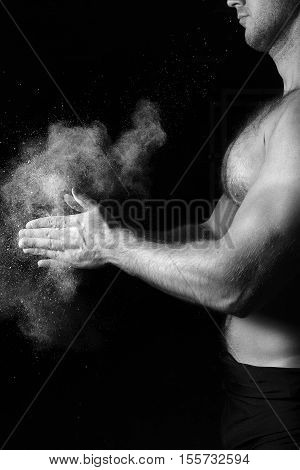 Closeup Of A Muscular Man Ready To Workout.