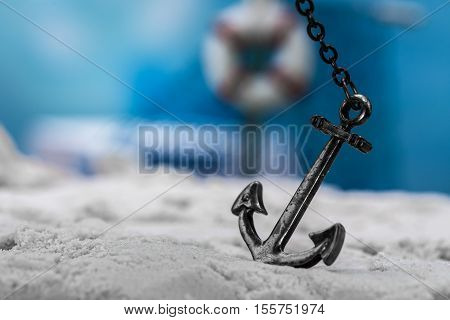 vintage anchor on the beach, ship concept