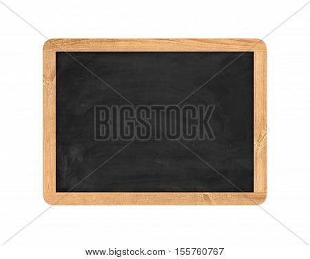 3d rendering of a new black chalkboard in the wooden frame isolated on a white background. Education system. School supplies. Seminars and conferences. Elimination of illiteracy. Professional development.