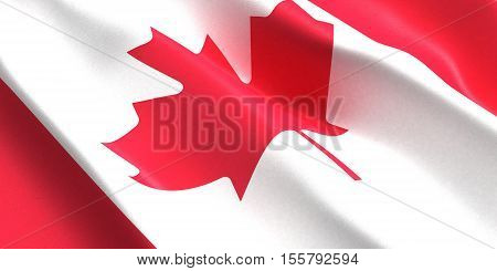 the flag of the Canada flutters in the wind 3D