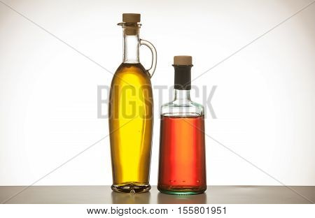 Olive Oil And Vinegar On Gradient Background