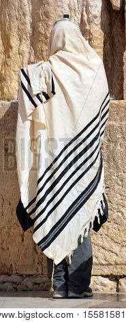 JERUSALEM ISRAEL 26 10 16: Jewish hasidic pray a the Western Wall, Wailing Wall the Place of Weeping is an ancient limestone wall in the Old City of Jerusalem. Second Jewish Temple by Herod the Great