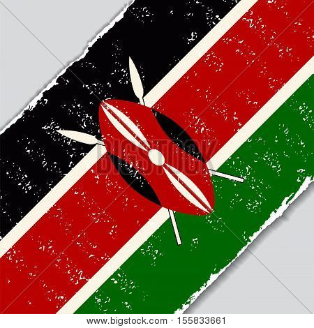 Kenyan grunge flag diagonal background. Vector illustration.