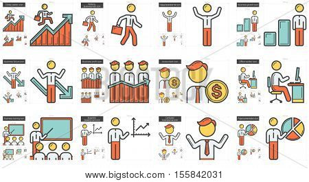 Business vector line icon set isolated on white background. Business line icon set for infographic, website or app. Scalable icon designed on a grid system.