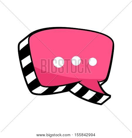 Empty blank speech bubble patch. Message sign solated on white background. Fashion 80s-90s retro style. Pop art cool sticker, pin, badge. Vector cartoon illustration. Print card, web design, banner.