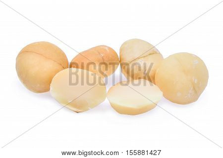 dried macadamia nut isolated on white background