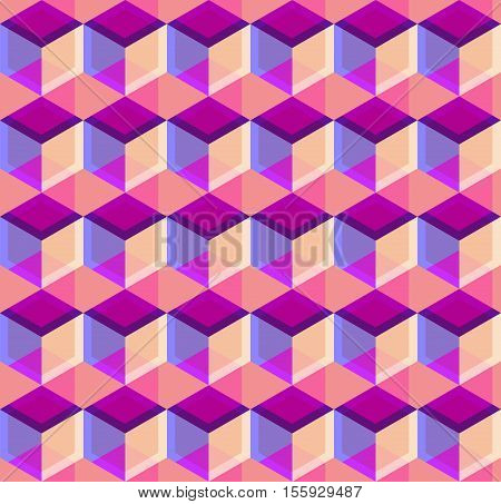 Vector regular Texture. Cubic seamless Pattern. Geometric background of hexagons. Grid Pattern. Abstract Background. Isometric background. Three-dimensional Pattern. Vintage colors.