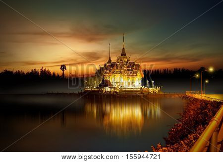 a beautiful church of Thailand  at sunset