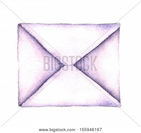 Watercolor retro envelope. Vintage mail icon isolated on white background. Hand painted design element. 