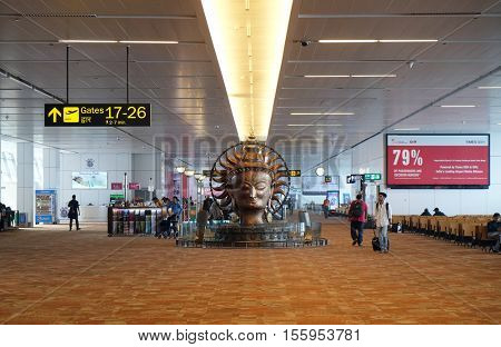 DELHI, INDIA - FEBRUARY 19: Indira Gandhi international airport duty free. Delhi airport is one of the most visited airports in India on February 19, 2016.
