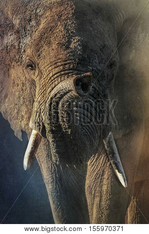 Portrait of an African elephant . Tanzania.