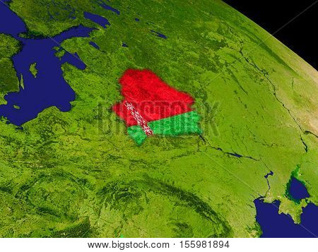 Belarus With Flag On Earth