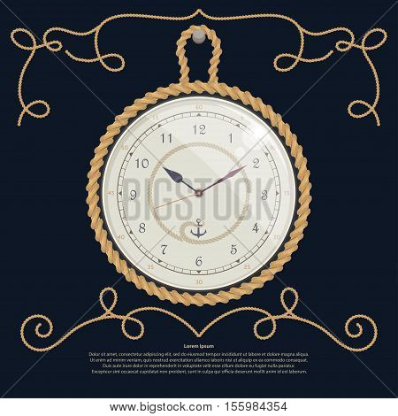 rope set the clock Vector illustration in flat cartoon style isolated from the background EPS 10