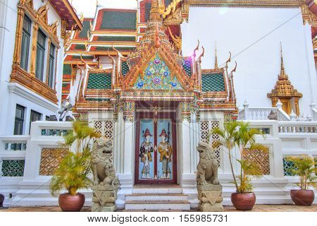 Public royal temple, Bangkok, Thailand on sunny day