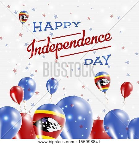 Swaziland Independence Day Patriotic Design. Balloons In National Colors Of The Country. Happy Indep