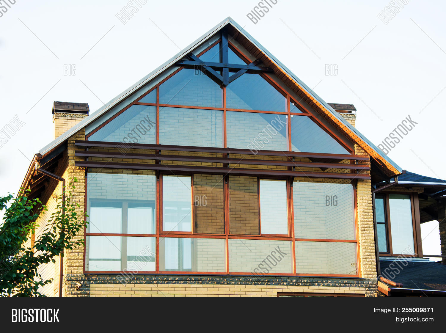 Modern House Panoramic Image Photo Free Trial Stock Modern House With Panoramic Windows Glazing Of Houses Large The