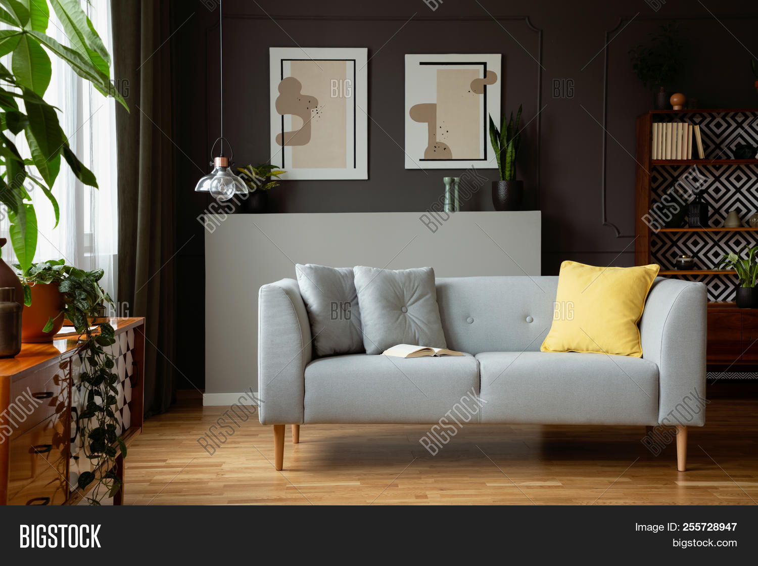 Yellow Pillow On Grey Image Photo Free Trial Bigstock
