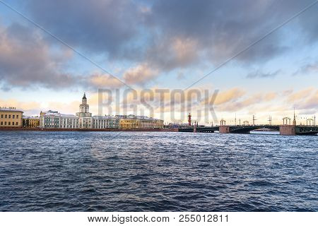 View Of Universitetskaya Embankment In Saint Petersburg, Russia