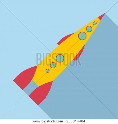 Yellow Rocket Icon. Flat Illustration Of Yellow Rocket Icon For Web