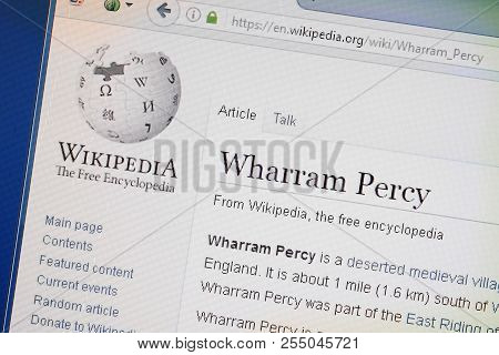 Ryazan, Russia - August 19, 2018: Wikipedia Page About Wharram Percy On The Display Of Pc