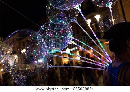 Led Transparent Balloon With Multi-colored Luminous Garland