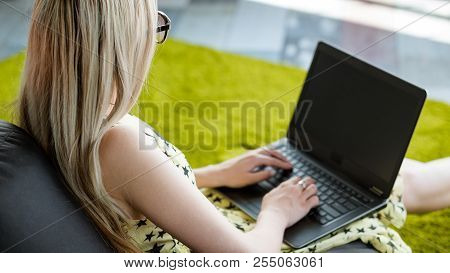 Shopping Online. Woman Ordering Goods On The Internet Using Laptop. Consumerism And Convenient Custo