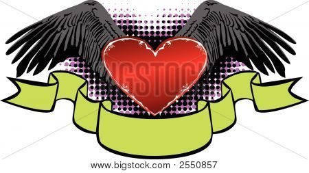 หัวใจ banner และปีก