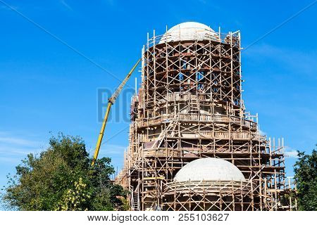Building Of New Orthodox Temple Of Saint Spyridon (st Spiridon) Bishop Of Trimythous In Koptevo Dist