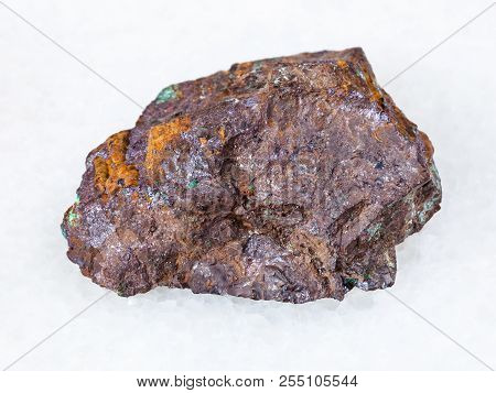 Macro Shooting Of Natural Mineral - Red Cuprite Ore And Green Malachite Crystals In Limonite Stone O