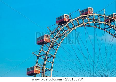Amusement Park Ferris Wheel Colorgraded With Blue Sky