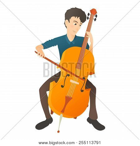 Man Plays On Cello Icon. Flat Illustration Of Man Plays On Cello Icon For Web