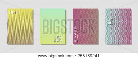 Bright Zig Zag Banner Templates, Wavy Lines Gradient Stripes Backgrounds For Music Cover. Curve Shap