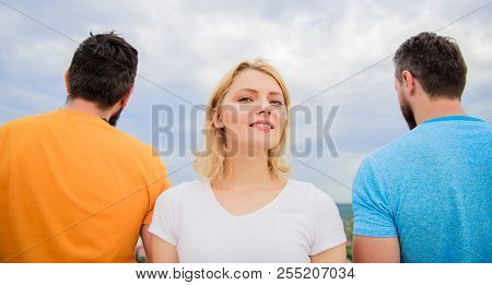 Girl Stand In Front Two Faceless Men. Best Traits Of Great Boyfriend. She Needs To Pick Better Boyfr