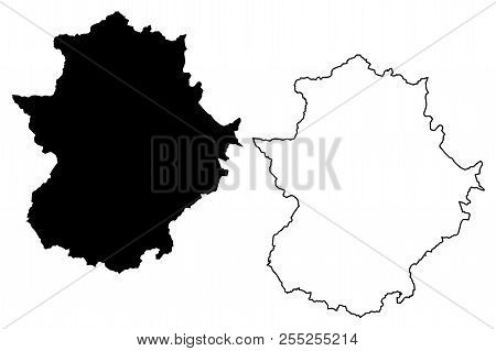Extremadura (kingdom Of Spain, Autonomous Community) Map Vector Illustration, Scribble Sketch Extrem