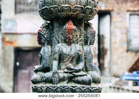 Kathmandu Nepal August 24, 2018 View Of The Shree Gha Stupa Temple Located In Naghal District Betwee