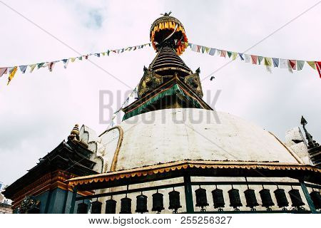 Kathmandu Nepal August 24, 2018 View Of The Shree Gha Stupa Temple Located In Naghal District Betwee