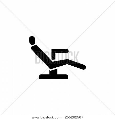 Dentist Chair, Orthodontics. Flat Vector Icon Illustration. Simple Black Symbol On White Background.