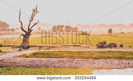 View On U Bein Bridge In Mandalay, Myanmar