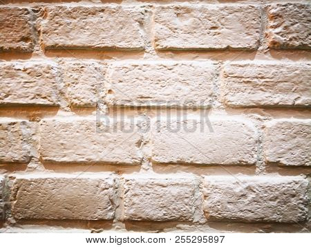 Home Decoration Concept And Abstract Background.many Brown Brick Blocks With White Cement. Closeup V