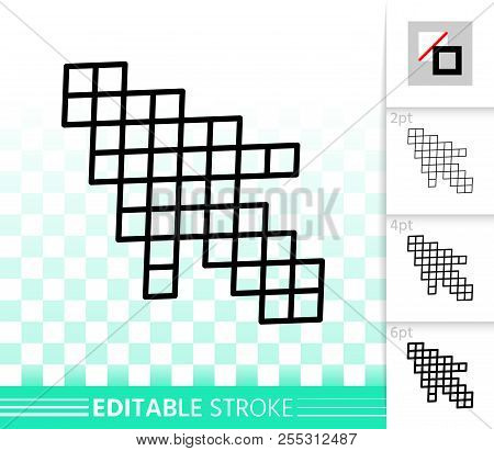 Mouse Cursor Thin Line Icon. Outline Web Sign Of Arrow. Click Linear Pictogram With Different Stroke