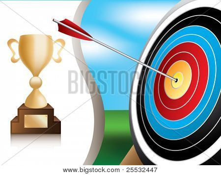 Illustrazione del Trofeo oro e bersaglio di tiro con l'arco