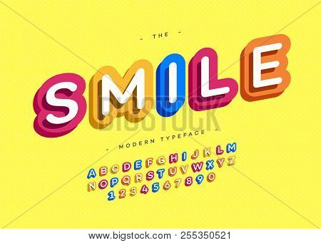 Vector Smile Font 3d Bold Typography Colorful Style For Poster, Decoration, Promotion, Book, T Shirt