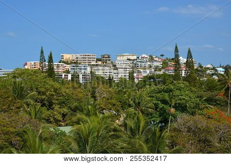 Houses And Aprtments On A Hill Overlooking The Noumea Beach, New Caledonia.