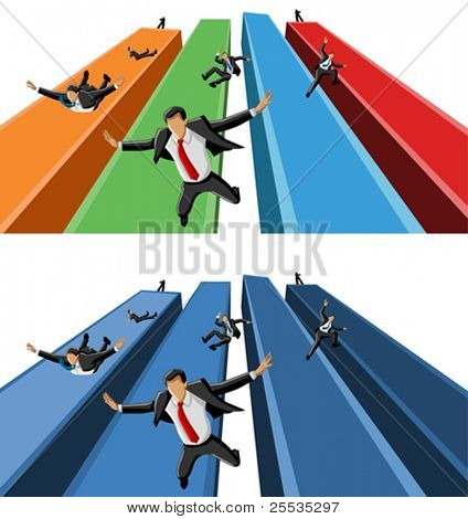 grupp av affärsmän som faller från diagrammet